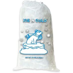 Ice Bags with Drawstring Closure | 20lb, 50ct/cs | 50 mic Thickness | Portable Storage and Freezer Keeper