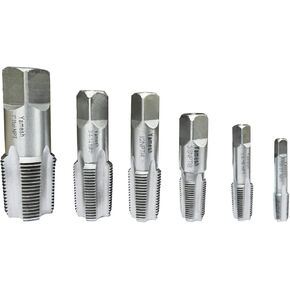 NPT Pipe Tap Set 6-Piece NPT Pipe Tap Repair Kit, Carbon Steel, Essential Sizes 1/8" to 1" for Thread Maintenance