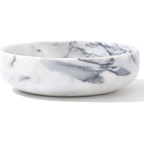 6.7" Large Decorative Bowl, Natural Marble Decorative Bowls for Home Decor, Key Bowl, Candy Bowl, Smudge Bowl, Coffee Tables Centerpiece (White&Grey)