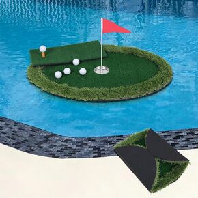 Kokorona Floating Golf Green for Pool, Floating Chipping Green Golf Chipping Practice Foldable Round Golf Putting Mat Pool Golf Mat for Outdoor, Golf Gift for Golfer