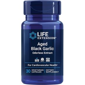 Life Extension Aged Black Garlic, Heart Health Support Supplement, Blood Pressure Health Support, Cholesterol Health Support, Once-Daily, Gluten Free, Vegetarian, Non-GMO, 30 Capsules