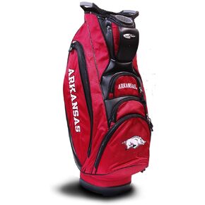 Team Golf NCAA Arkansas Razorbacks Victory Golf Cart Bag, 10-way Top with Integrated Dual Handle & External Putter Well, Cooler Pocket, Padded Strap, Umbrella Holder & Removable Rain Hood
