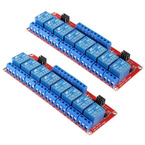2Pcs 8 Channel 12V Relay Module High Low Level Trigger with Optocoupler Isolation Load 8 Ways Relay Switch Module DC 30V AC 250V 10A Home Intelligent Control Module