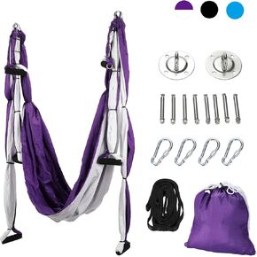 ZELUS Aerial Yoga Swing Sling Strong Yoga Hammock Kit Set Trapeze Inversion Equipment Include 2 Extensions Straps and Ceiling Mounting Kit