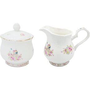123Arts Ceramic Sugar and Creamer Set, Coffee Serving Set, Cream Pitcher, Sugar Bowl