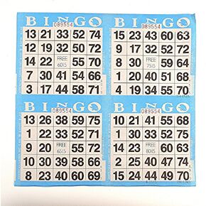 4 on Blue Bingo Paper Cards - 750 sheets - 3000 cards
