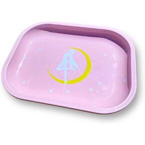Pink Rolling Tray Anime Rolling Tray Anime Ash Tray for Girls Premium Metal Tray Gold Plating Pink Pink Jewelry Tray Anime Decorative Tray Pink Serving Tray Anime Table Tray (CAT L)