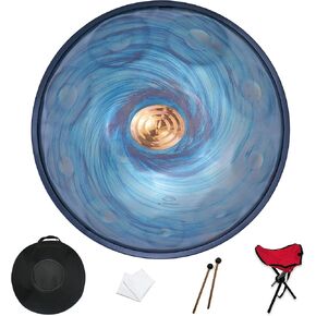 Handpan, 22 inches, 10 notes, 440Hz, D minor, comes with handpan stand, handpan bag, two beaters, and dust cloth.