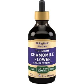 Piping Rock Chamomile Flower Extract Liquid | 4 fl oz | Alcohol Free | Certified Botanical | Vegetarian, Non-GMO, Gluten Free Tincture