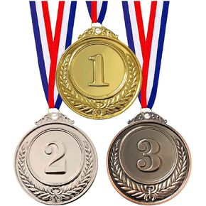3 Pcs Gold Silver Bronze Medals 1st 2nd 3rd Place Award Medals for Awards for Kids Adults, Olympic Style Winner Awards for Sports, Party, Tournaments, Prizes, Competitions (Metal, 2.55 Inch)