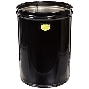 Justrite 26001K Cease-Fire Steel Drum, 12 Gallon Capacity, 14-1/2" OD x 20-1/4" Height, Black