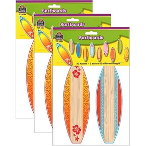 Teacher Created Resources Surfboards Accents, 30 Per Pack, 3 Packs