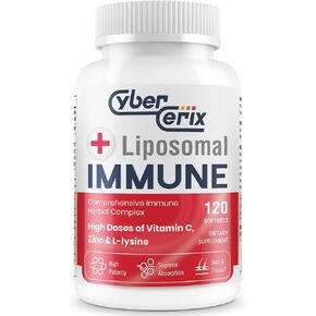 Advanced Liposomal Immune Supplement, Complex with L-Lysine 1,500mg, Vitamins, Minerals & Herbal Extracts, Comprehensive Daily Wellness Blend for Men & Women - 120 Capsules