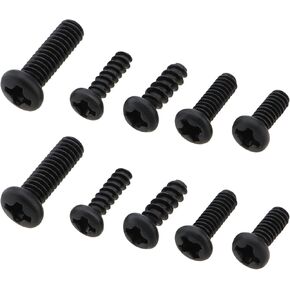 SING F LTD 10pcs Car Key Remote Control Round Head Self Tapping Machine Tooth Cross Fixing Screws Suitable for Key Housing Replacement, Black with Five Sizes