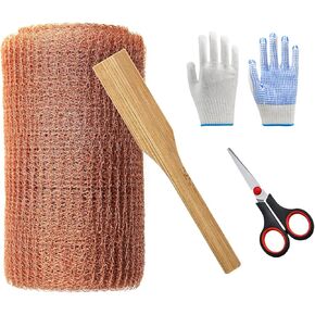 Copper Mesh Rodent Control, Rodent Barrier Mesh for Rodents Bats Snails Ideal for Hole Blocking, Gardening Sealing Water Opening Copper Fill Fabric, Distilling 5IN*32FT