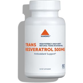 XANDRO Trans Resveratrol 500 mg, 60 Capsules Lab | Antioxidant Support | 60 Vegan Capsules