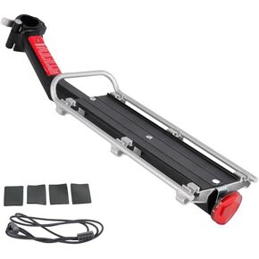 ThreeH Bicycle Luggage Carrier Quick Release Lightweight Rear Cargo Rack Universal 20lb/9kg Load Fit Most Mountain Bike with Reflector Elastic Cargo Strap