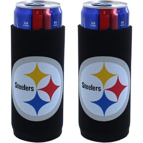 Football 12oz 2-Pack Slim Skinny Can Holder Insulator Beverage Huggie Cooler Coozies (Pittsburgh (Steelers))