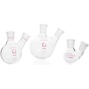 قارورة تقطير من Kimble 605020-0019 من زجاج البورسليكات ذات رقبة مستديرة وقاعدة دائرية، بزاوية رقبة جانبية، سعة 1000 مل in Kuwait