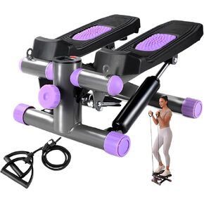 Steppers for Exercise at Home, Mini Stepper with Resistance Bands Quiet Portable Stair Stepper for Buttocks Lifting and Body Shaping