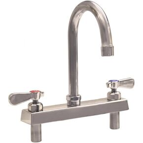 BK Resources Evolution Series 8" Commercial Kitchen Faucet, 12" Swing Spout Design, NSF, Wall/Splash Mount, T-304 Stainless Steel, 1/4 Turn Ceramic Cartridge, Integral Check Valve