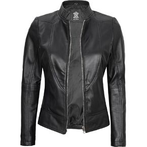 fjackets Leather Jacket Women - Cafe Racer Leather Motorcycle Jackets For Women's