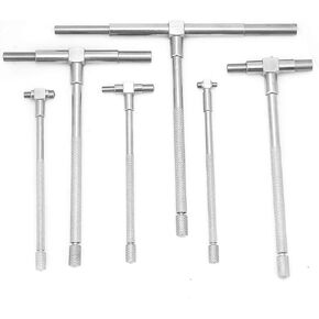 Telescopic Gauge Set, 6Pcs Tool Steel 8-150mm Measuring Range Adjustable Inner Diameter Gauge Telescopic T Bore Hole Gauges with Pouch Micrometer Measuring Tools, 0.1 Accuracy