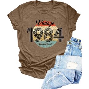40th Birthday Gift Shirts for Women Vintage 1984 T Shirt Retro Casual 40 Years Old Birthday Party Tee Tops Outfits