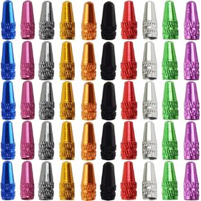 50PCS Bicycle Presta Valve Cap Multi Color Anodized Aluminum Presta Cycling Valve Cap Bicycle Bike Tire Caps French Style Cap Dust Covers