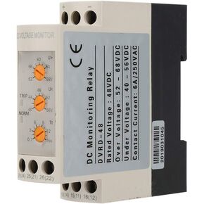 Oumefar Relay, DVRD Voltage Monitoring Relay DC 12V/24V/36V/48V Over-Voltage and Undervoltage Protector Relay 35MM Guide Rail(DC48V)