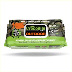 Crocodile Cloth Outdoor - 80 (15" x 10") Biodegradable Cleaning Wipes. Safe on Skin & Multiple Surfaces. Infused with Aloe & Vitamin E. Large, Pre-Moistened & Absorbent.