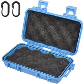 VGEBY Waterproof Box Shockproof Dry Storage Box, Hard Plastic Protective Grip Carry Touch Phone Case + Foam + Handle for Fishing Camping Hiking (Small -Blue)