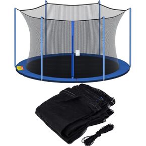Trampoline Replacement Safety Enclosure Net for 15 ft 8 Straight Poles Round Frame Trampolines, Breathable Weather-Resistant Tear-Proof Netting with Adjustable Straps, NET ONLY