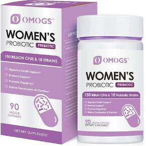 Women's Probiotic 180 Billion CFUs, 18 Strains, with Organic Prebiotics+Cranberry Extract & D-Mannose, for Digestive, Boost Immune, Women's Health & Urinary Tract Health, 90 Vegetarian Capsules