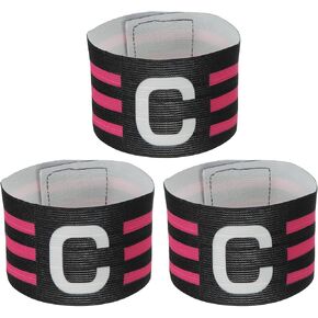 PATIKIL 12.2x2.5 Soccer Captain C Armband, 3 Pack Nylon Unisex Elastic Arm Badge Adjustable for Youth Adult Team Training, Black