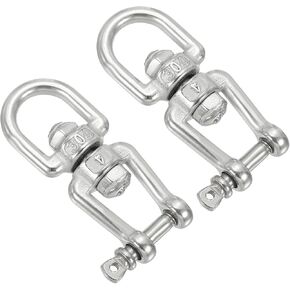 PATIKIL Double Ended Swivel M4 Working Load 133kg/293lbs, 2Pcs 304 Stainless Steel Eye and Jaw Swivel Shackle Ring Connector for Marine Mooring Hanging