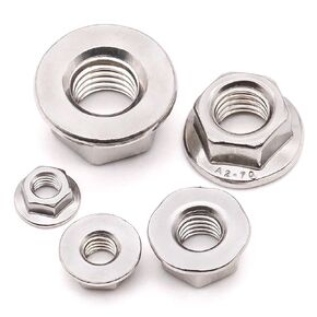 (50 PCS) M6-1.0 Hexagon Flange Nuts with Non-Serrated Flange Washer Head, 304 Stainless Steel, Hex Drive, Full Thread
