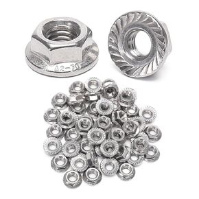 50 Pieces M5 Flange Nuts, M5-0.8mm Serrated Hex Flange Lock Nuts, 304 Stainless Steel,Plain Finish