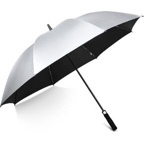 G4Free 54/62 Inch Windproof UV Protection Golf Umbrella Extra Large Silver Coated Automatic Open Silver Stick Long Umbrella