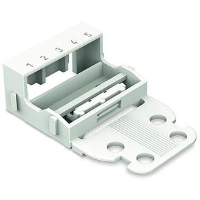 221-515 | WAGO 221 Series mounting Carrier (24-12 AWG) | 5-Conductor | with snap-in mounting Foot for Horizontal mounting | White | [Box of 10 Pieces]