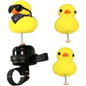 Bobbleheads Yellow Duck Bike Bell Spring Loaded Yellow Duck Bicycle Bell Bike Bells for Kids Bike Accessories a bicycle bell with 3 little yellow ducks