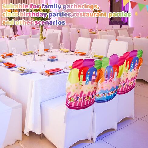 Frienda 2 Pieces Chair Cover Birthday Chair Cover for Kids Colorful Birthday Seat Cover for Classroom Chair Birthday Chair Decorations for Home Party Classroom, 25.5 x 19.5 Inches (Blue) in Saudi Arabia