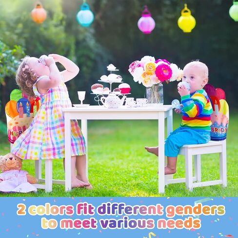 Frienda 2 Pieces Chair Cover Birthday Chair Cover for Kids Colorful Birthday Seat Cover for Classroom Chair Birthday Chair Decorations for Home Party Classroom, 25.5 x 19.5 Inches (Blue) in Saudi Arabia