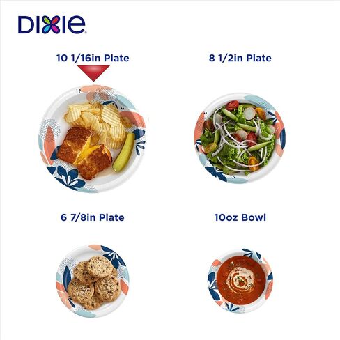 Dixie Large Paper Plates, 10 Inch, 86 Count, 2X Stronger*, Microwave-Safe, Soak-Proof, Cut Resistant, Disposable Plates For Everyday Breakfast, Lunch, & Dinner Meals in Saudi Arabia