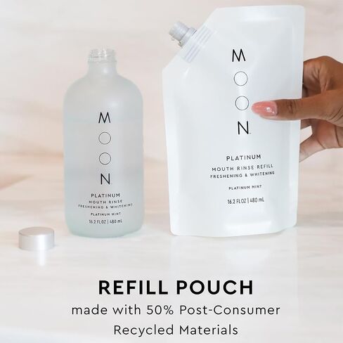 MOON Platinum Mouth Rinse, Gentle Mouthwash for Adults, Freshens Breath and Whitens Teeth, Fluoride-Free, Alcohol-Free, Platinum Mint, 16.2 oz in Saudi Arabia