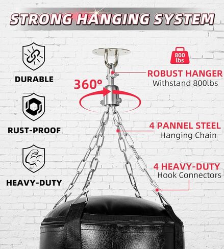Prorobust Punching Bag for Adults, 4ft PU Heavy Boxing Bag Set with 12 oz Gloves 180-inch Hand Wraps Suitable for MMA Karate Kickboxing Boxing Trainging - Unfilled in Kuwait