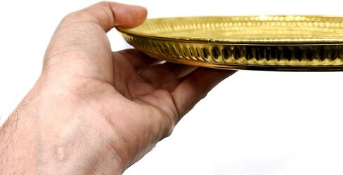 Satvik 10 بوصة نحاس منقوش Pujan Thali من أجل Puja/Pooja منقوش بالنحاس الهندي Bhog لوحة Karwa Chauth لوحة طقوس هندوسية Thali Pooja عناصر للمنزل والمعبد in Kuwait