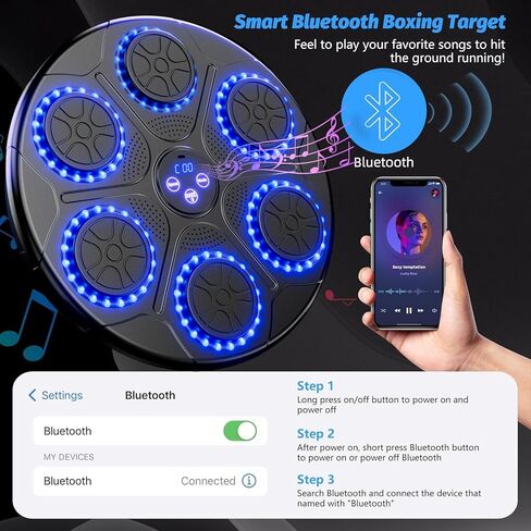 Music Boxing Machine Home Wall Mount Music Boxer, Electronic Smart Focus Agility Training Digital Boxing Wall Target Punching Pads Suitable for Kids and adults in Kuwait