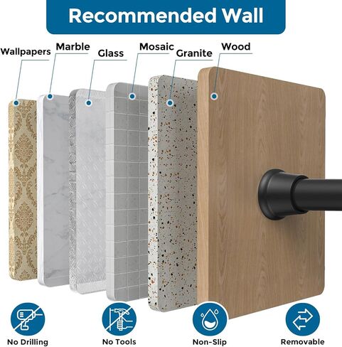 AIZESI Tension Rod 23 to 48 Inch, 1Pcs Black Tension Rod Tension Curtain Rod, Spring Tension Rod No Drilling Adjustable Curtain Rod for window，kitchen，closet，doorway in Saudi Arabia