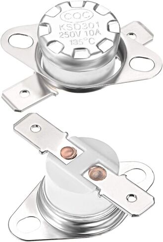 uxcell KSD301 Thermostat 130°C/266°F 10A Normal Closed N.C Adjust Snap Disc Temperature Switch for Microwave,Oven,Coffee Maker 5pcs,Ceramic Material in Saudi Arabia